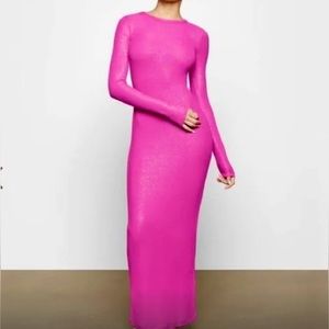 SKIMS Shimmer Pink Maxi Long Sleeve